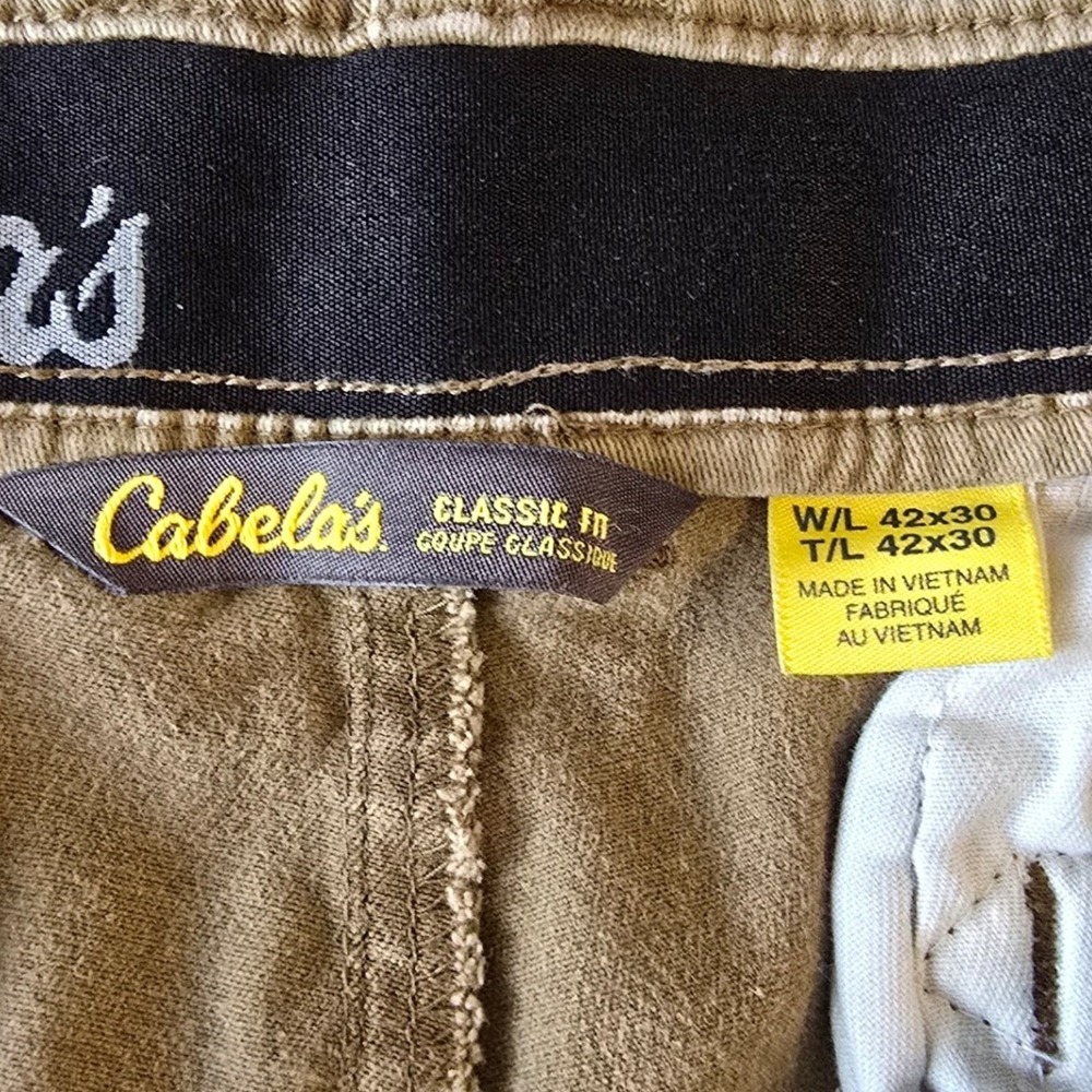 Cabelas Classic Fit Chino Pants Men 42x30 Khaki Tan Cotton Twill Stretch Comfort - Picture 15 of 16
